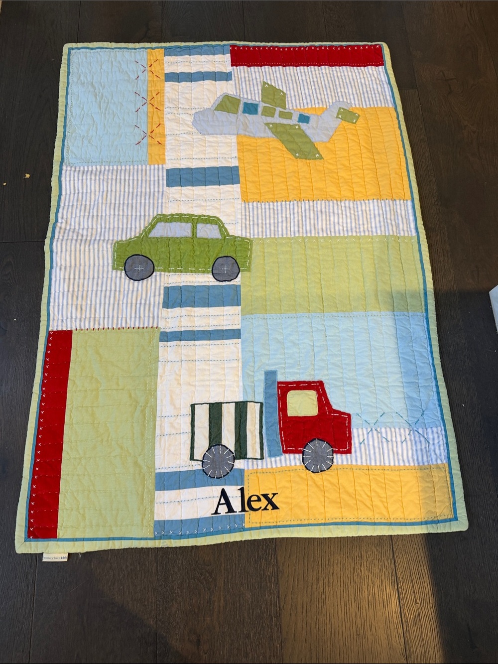 Pottery Barn Kids Baby Toddler Vehicles Quilt Car Truck Plane Patchwork Cotton